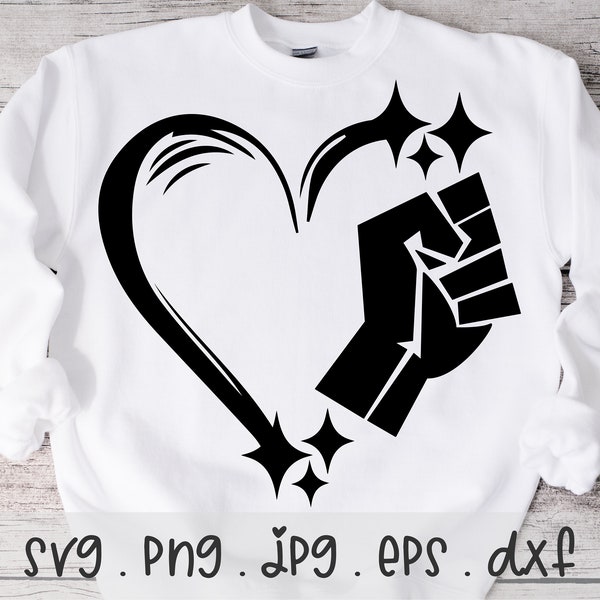 Juneteenth Fist Heart SVG/PNG/JPG, Black History Power Love Freedom 1865 Sublimation Design Eps Dxf, Afro American Commercial Use Download