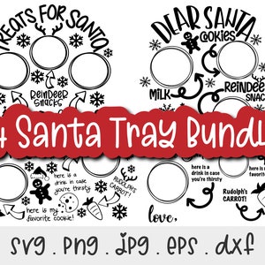Santa Tray Bundle SVG PNG JPG: Christmas Cookie Plate Design
