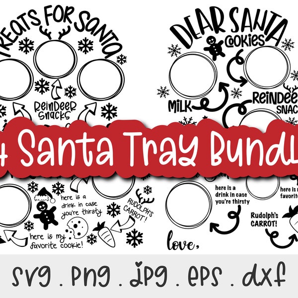 Santa Tray Bundle SVG/PNG/JPG, Dear Santa Cookies Milk Snacks Sublimation Design Eps Dxf, Chritsmas Santa Plate Commercial Use Download File