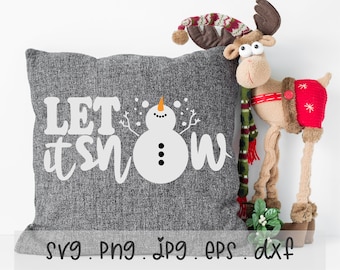 Let It Snow SVG/PNG/JPG, Hello Winter Snowman Snowflakes Sublimation Design Eps Dxf, Funny Merry Christmas Snowy Digital Art Download