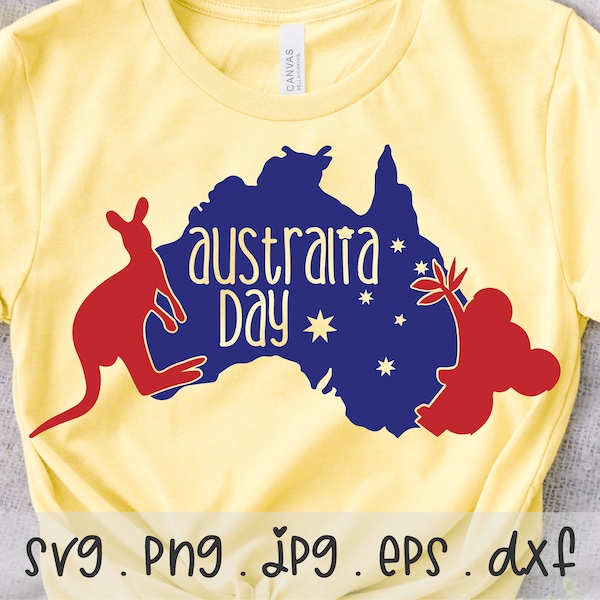 Happy Australia Day SVG/PNG/JPG, Kangaroo Koala Australia Map Sublimation Design Eps Dxf, Australia Lover Stars Commercial Use Download File