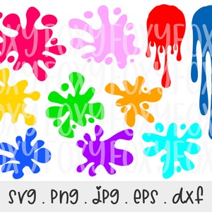 Paint Splatter Bundle SVG/PNG/JPG, Paint Splats Drip Sublimation Design Eps Dxf, Paint Streak Blob Vector Cricut Silhouette Commercial Use