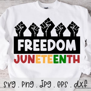 Freedom Juneteenth SVG/PNG/JPG, Sinds 1865 Black History Independence Day Sublimation Design Eps Dxf, Fist Black Power Commercieel Gebruik Bestand