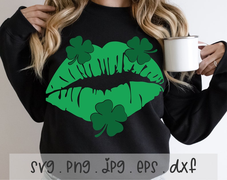 Shamrock Lips SVG/PNG/JPG Distressed Kiss Sublimation Design Etsy