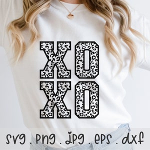 XoXo SVG/PNG/JPG, Xo Leopard Pattern Kisses Valentine Sublimation Design Eps Dxf, Happy Valentine&#39;s Day Cupid Lips Love Commercial Use Files