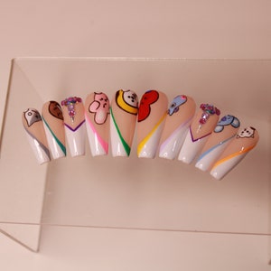 BT21 Inspired Press On Nails | Kpop Fake Nails