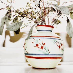 Nittsjo Sweden Pottery Vase: Hand-Decorated Folk Art, Erik Mornils