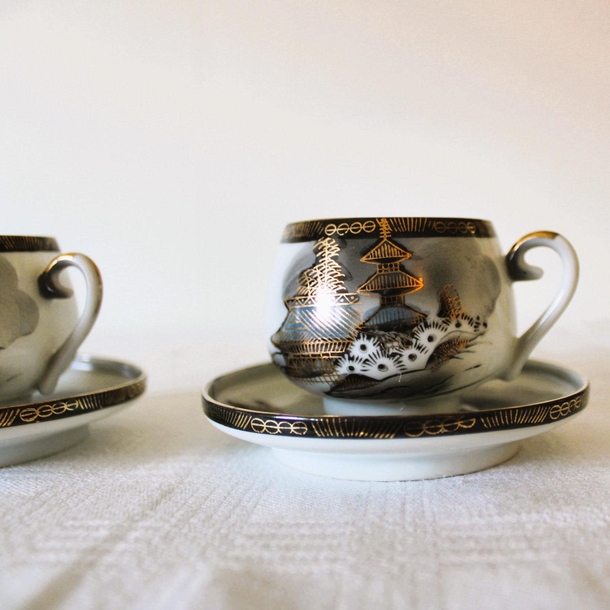 Japanese Kutani Black Gold Tea Set - Etsy