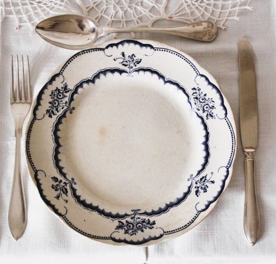 ANTIQUE Gustavsberg Paris Swedish dinnerplates. Set of 3. Wedding tablesetting, fancy dinner. Victorian/Edwardian/cottage core/farmhouse
