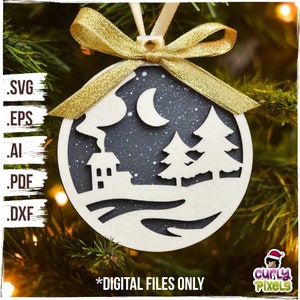 House Christmas Ornament SVG file, Laser Christmas Ornament, Laser Cut File, Multi-Layer ornament, Christmas Tree Laser File, Glowforge Wood