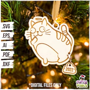 Pooping Cat 2022, Pandemic Ornament SVG, Christmas Ornament SVG file, Laser Christmas Ornaments, Laser Cut Files, Glowforge, Adult Humor