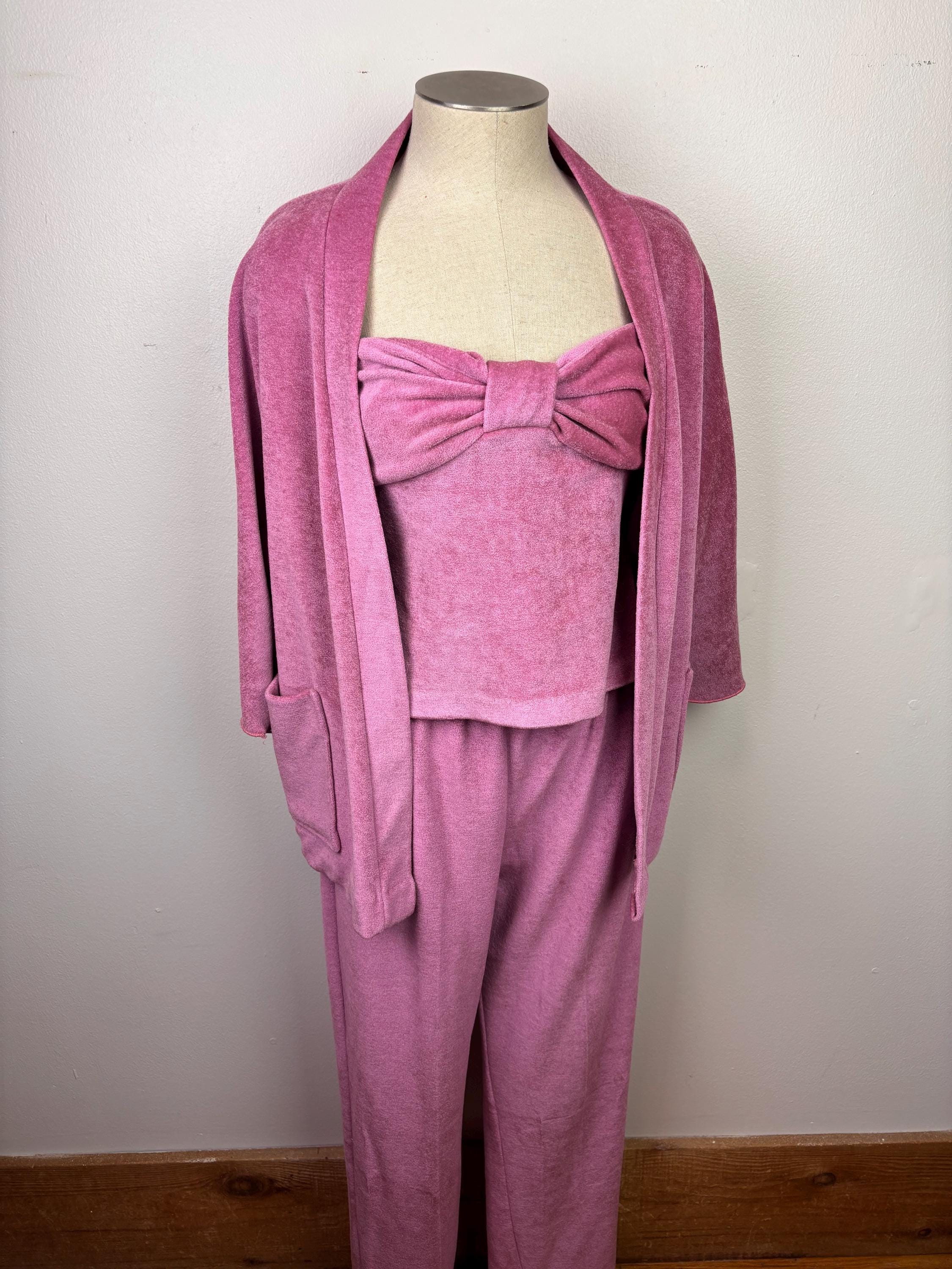 vintage velours suit / 70's ベロア　セットアップ CLOTHING - 70s Velour Track Pants - Pink | adidas Oman