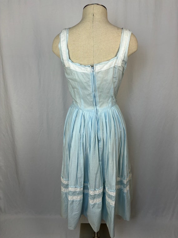 Vintage 60s Cotton Summer Dress Fit and Flare Lig… - image 4