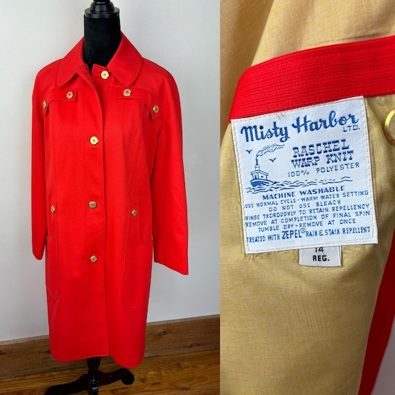 Vintage 60s-70s Mod Misty Harbor Ltd. Women's Bright Orange Coat. 14 Reg. Large