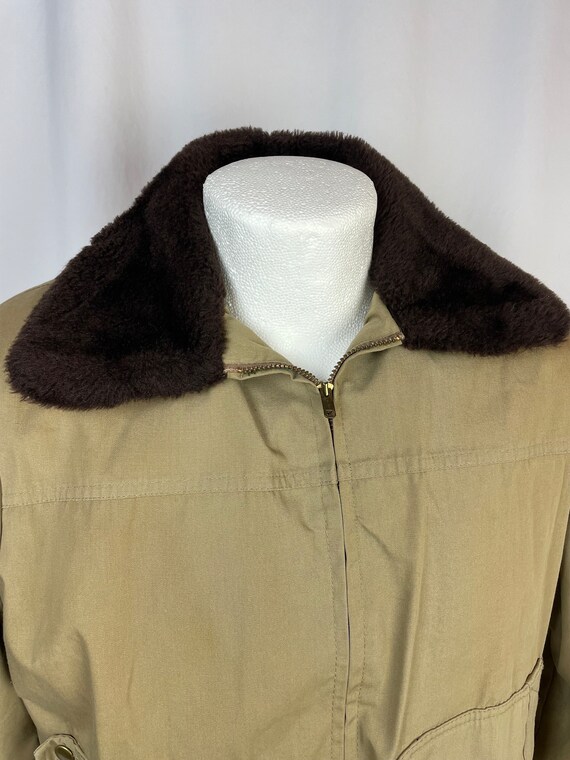 Vintage Men's 70s JC Penney Khaki Winter Coat with Fu… Gem