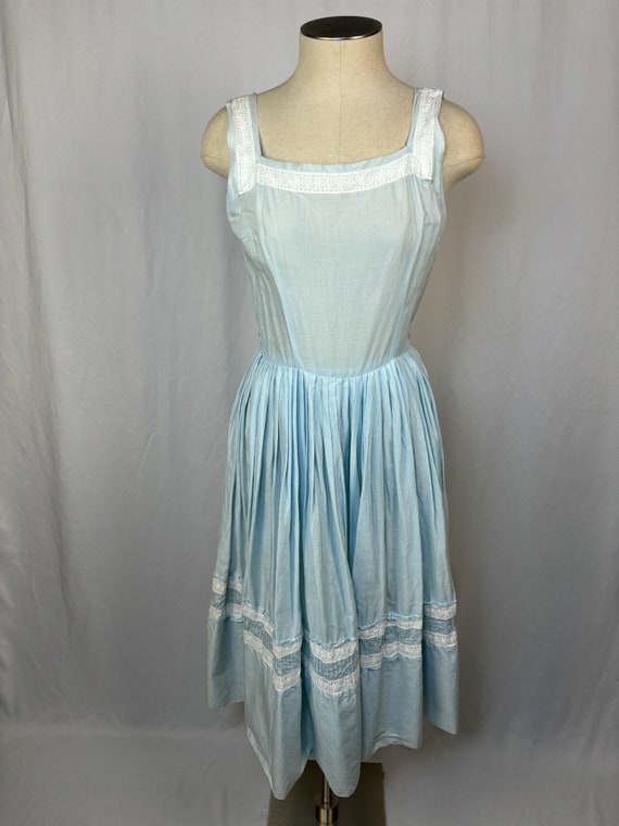 Vintage 60s Cotton Summer Dress Fit and Flare Lig… - image 2