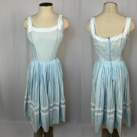 Vintage 60s Cotton Summer Dress Fit and Flare Lig… - image 1