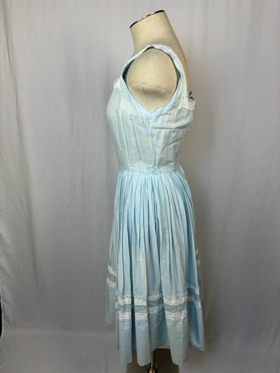 Vintage 60s Cotton Summer Dress Fit and Flare Lig… - image 3
