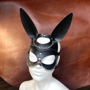 Handmade Leather Bunny Mask: Long Ear Party Mask