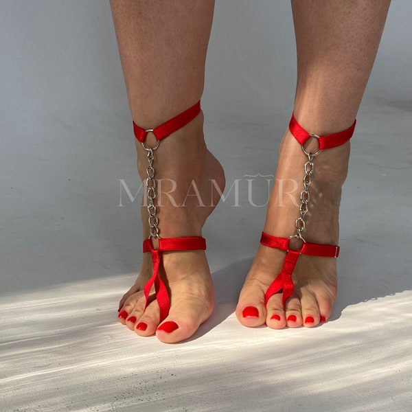 Anklets for women with chain, pair of trandy ankle bracelets, two-level owned anklets with adjustment, hot wife foot fetish lovers