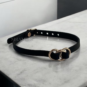 Triple ring choker, choker punk, gothic collar necklace, choker harness, thin choker with rings