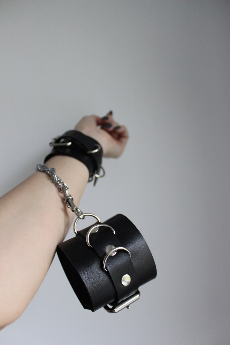 Genuine Leather Handcuff Elegant Half Ring Handcuffs Cuff Etsy