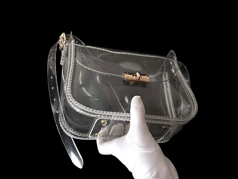 Clear Transparent pvc shoulder bag, stadium concert waterproof pouch, satchel bag image 10