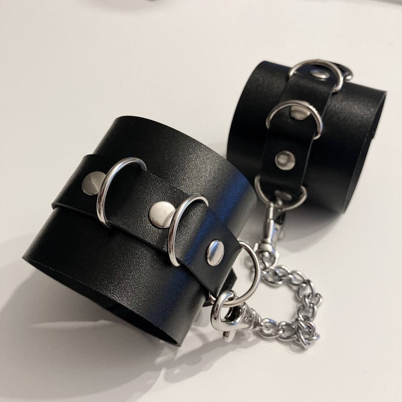 Genuine Leather Handcuff Elegant Half Ring Handcuffs Cuff Etsy