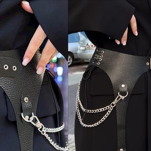 Leather waist gothic corset belt with lace skirt image 2