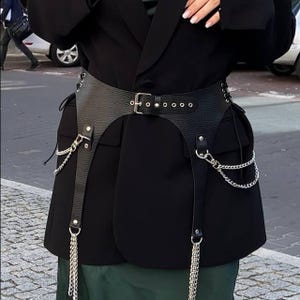Leather waist gothic corset belt with lace skirt image 13