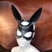 Leather mask rabbit, womens mask rabbit, genuine leather sexy bunny, BDSM rabbit, erotic party mask, long ear mask, playboy accessories 