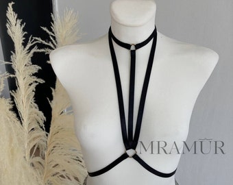 Strappy Dessous, Riemchen Dessous Harness, elastischer Gurt Harness für Frauen, Dekolleté Harness, elastischer Harness, Brustgurt, Choker Harness