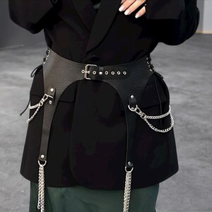 Leather waist gothic corset belt with lace skirt image 4