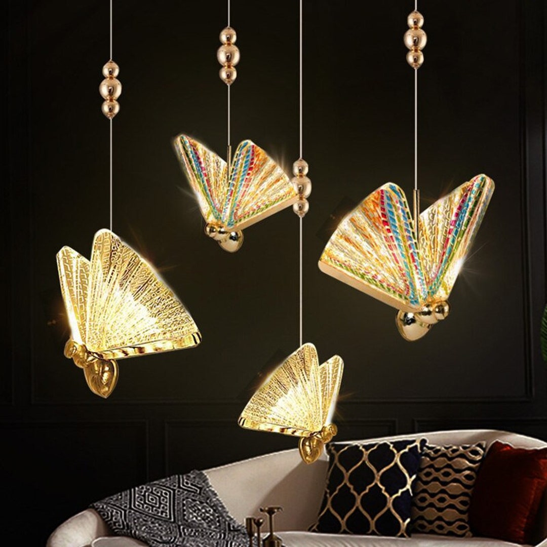 Butterfly Led Pendant Lights Hanging Lamp Indoormodern Etsy