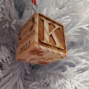 Baby's First Christmas Ornament - Personalized Custom 1st Christmas Block for Boy or Girl