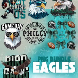 Pacote de PNG de Futebol Eagles | Gangue de Pássaros | Filadélfia | Go Team | Sublimações de Futebol | Downloads Instantâneos | Laços para futebol | Arquivos Digitais