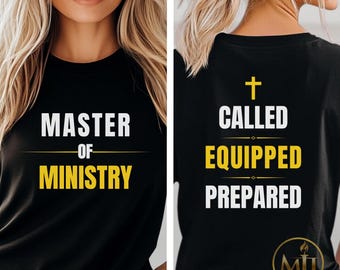 Master of Ministry Graduation Tee | Bible College Graduate Shirt With Cross | Front and Back Design