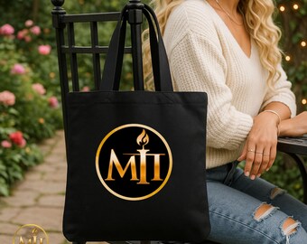 MII Gold Torch Logo Tote Bag | Black Canvas Tote | MII Student Graduation | MII Instructor Gift