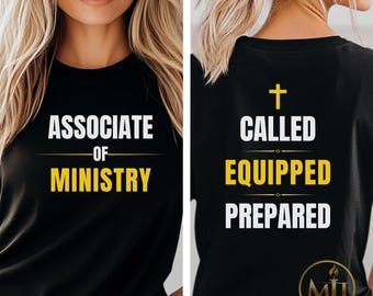 Associate of Ministry Tee | Bible College Graduation Shirt With Cross | Front and Back Design