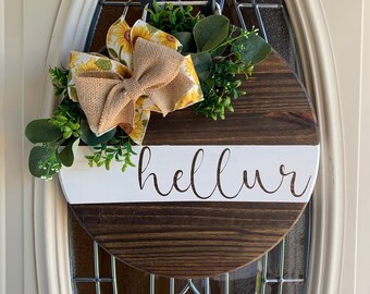 Hellur door hanger summer door hanger sunflowers home decor door decoration door wreath welcome sign wood sign