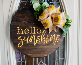 Hello sunshine sunflower door hanger | hello | sunflower | summer decor | door decor | home decor | door wreath |