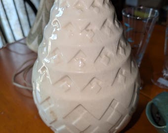 Authentic boho vintage 1950's-1960's large white glass POD vase geometrical design