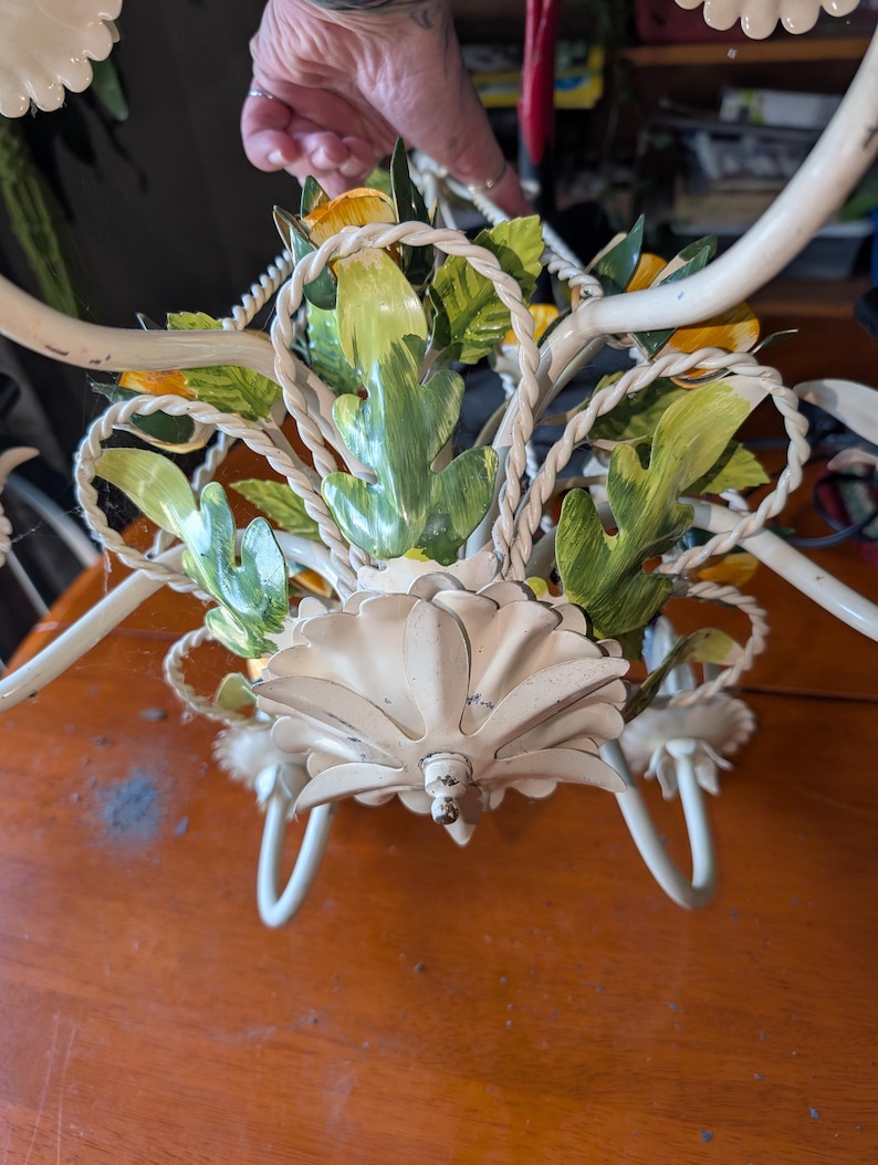 Antique 1930's Art Nouveau Roses Ceiling Chandelier Hanging Metal ...