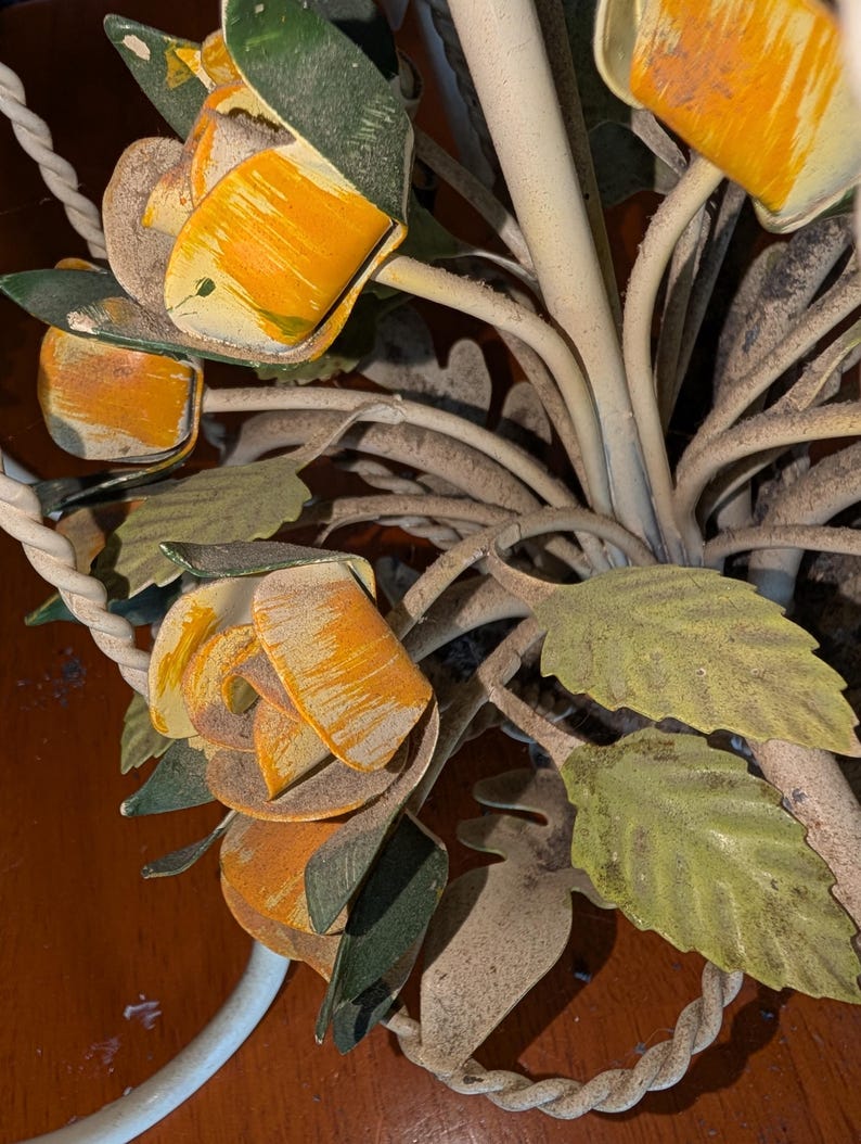 Antique 1930's Art Nouveau Roses Ceiling Chandelier Hanging Metal ...