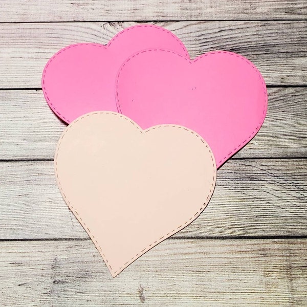 Stitched paper hearts cut from cardstock, assorted sizes, 32 pack, die cut hearts, paper heart cut out, cardstock hearts, red hearts