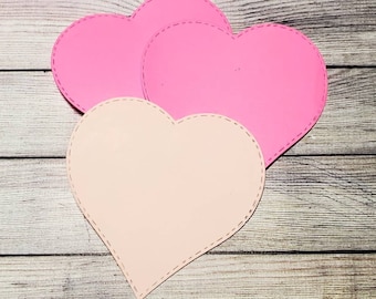 Stitched paper hearts cut from cardstock, assorted sizes, 32 pack, die cut hearts, paper heart cut out, cardstock hearts, red hearts