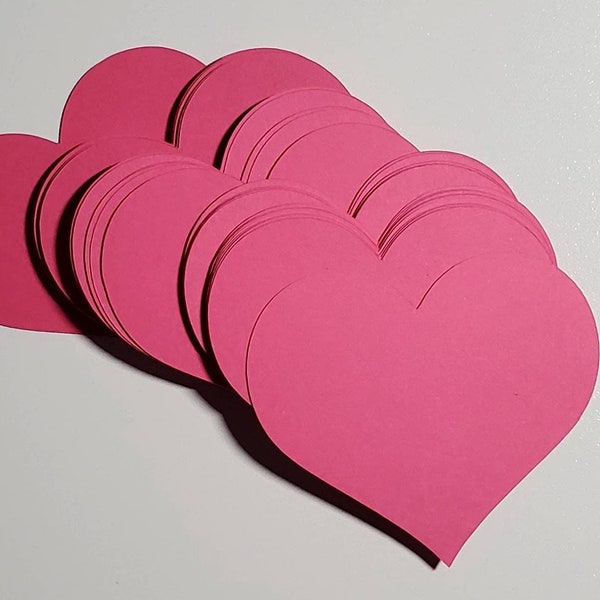 40 pack of 3 inch pink die cut paper hearts, pink  cardstock paper heart blanks, paper heart cutouts