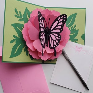 Carte pop-up papillon avec enveloppe, carte pop-up papillon faite main 5 x 7, carte pour plusieurs occasions