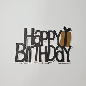 Découpes joyeux anniversaire avec cadeau, lot de 5 formes Joyeux anniversaire en papier cartonné pour la fabrication de cartes et le scrapbooking, plusieurs tailles