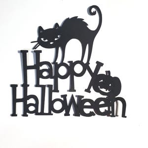Happy Halloween die cuts, 5 pack, multiple sizes, cardstock Halloween blanks for cards, black paper Halloween sentiment